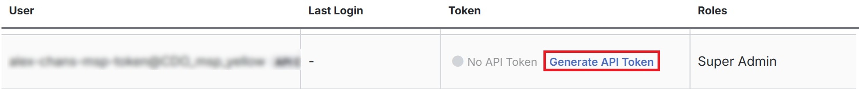 Screenshot showing the Generate API Token button.